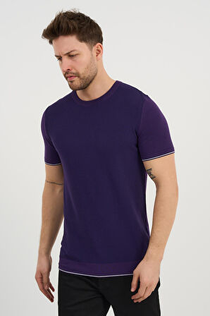 ALEXANDERGARDI Bisiklet Yaka Kolları Şeritli Triko T-shirt (1243)