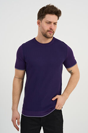 ALEXANDERGARDI Bisiklet Yaka Kolları Şeritli Triko T-shirt (1243)