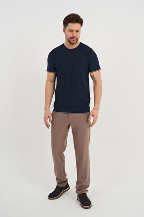 ALEXANDERGARDI Bisiklet Yaka Kolları Şeritli Triko T-shirt (1243)