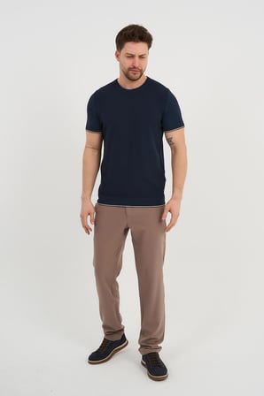 ALEXANDERGARDI Bisiklet Yaka Kolları Şeritli Triko T-shirt (1243)
