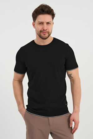 ALEXANDERGARDI Bisiklet Yaka Kolları Şeritli Triko T-shirt (1243)