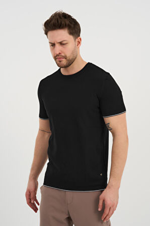 ALEXANDERGARDI Bisiklet Yaka Kolları Şeritli Triko T-shirt (1243)