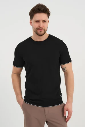 ALEXANDERGARDI Bisiklet Yaka Kolları Şeritli Triko T-shirt (1243)