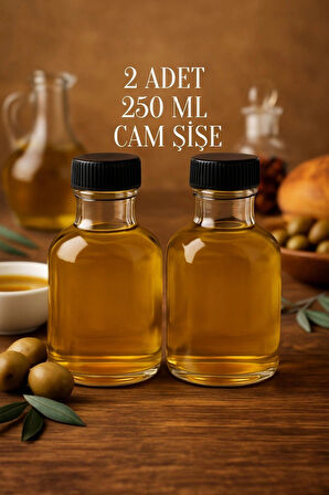 2 Adet 250 ml Şeffaf Tombul Yağ Şişesi Sızdırmaz Kilitli Kapaklı 250 cc Yağdanlık Sosluk Cam Şişe