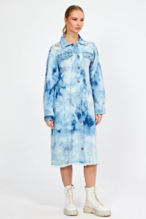 ÖZEL KOLEKSİYON DÜĞMELİ DENİM GÖMLEK ELBİSE (3025)