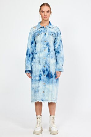 ÖZEL KOLEKSİYON DÜĞMELİ DENİM GÖMLEK ELBİSE (3025)