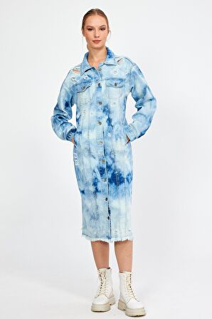 ÖZEL KOLEKSİYON DÜĞMELİ DENİM GÖMLEK ELBİSE (3025)