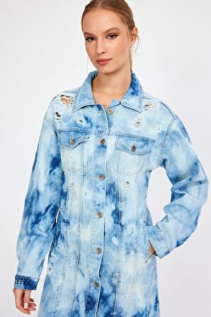 ÖZEL KOLEKSİYON DÜĞMELİ DENİM GÖMLEK ELBİSE (3025)