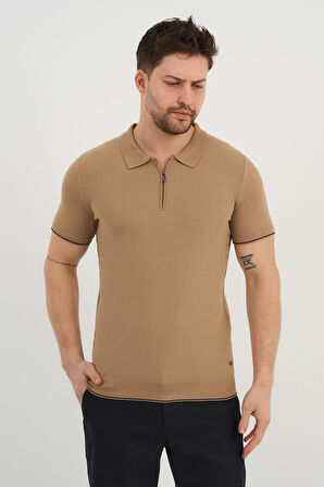 ALEXANDERGARDI Erkek Polo Yaka Fermuarlı Triko T-shirt (AG-50025)