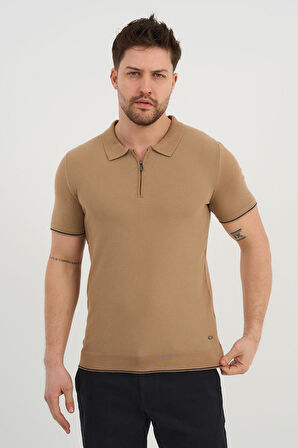 ALEXANDERGARDI Erkek Polo Yaka Fermuarlı Triko T-shirt (AG-50025)