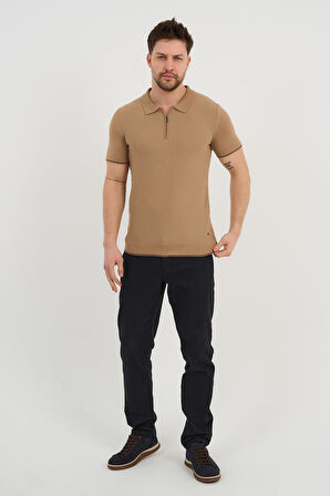 ALEXANDERGARDI Erkek Polo Yaka Fermuarlı Triko T-shirt (AG-50025)