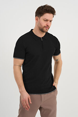 ALEXANDERGARDI Erkek Polo Yaka Fermuarlı Triko T-shirt (AG-50025)