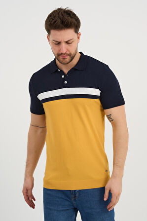 ALEXANDERGARDI Polo Yaka Düğmeli Renk Bloklu Triko T-shirt