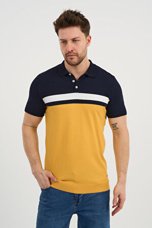 ALEXANDERGARDI Polo Yaka Düğmeli Renk Bloklu Triko T-shirt