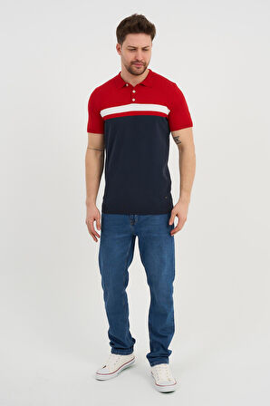 ALEXANDERGARDI Polo Yaka Düğmeli Renk Bloklu Triko T-shirt