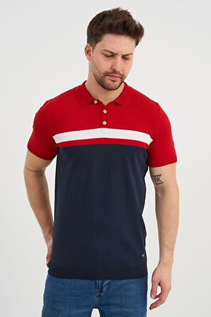 ALEXANDERGARDI Polo Yaka Düğmeli Renk Bloklu Triko T-shirt