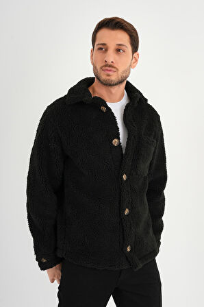 ALEXANDERGARDI DÜĞMELİ SİYAH PELUŞ CEKET (AG-POLE-J58-01)