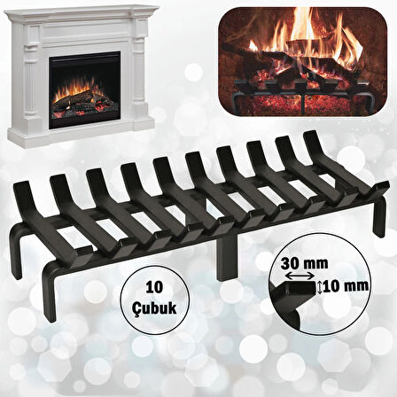Şömine Izgarası 10 Çubuklu 60 Cm X 32 Cm Ekstra Dar Gözlü Izgara
