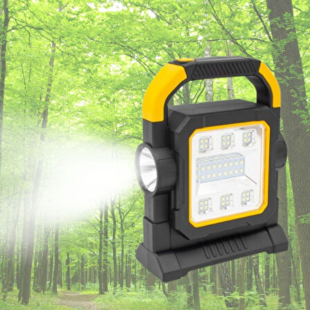 BUFFER® HelloCloud Şarjlı Solar LED Çalışma Işığı | USB Çıkışlı Taşınabilir Projektör Lamba