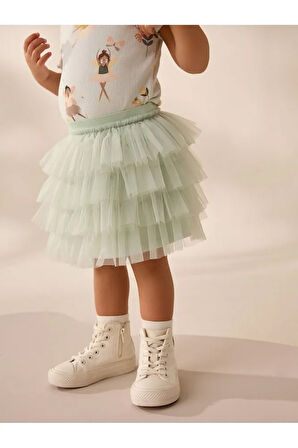 Pamuklu Yeşil Balerin Desenli Tütülü Etek Thsirt Alt Üst Takım