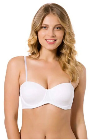 7035 Beyaz - Badem Micro Kaplı Sütyen