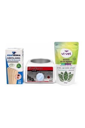 Profesyonel Ağda Seti | ProDerm Ağda Isıtıcı, Azulen Granül Sir Ağda 250g, Spatula 100 Adet | Ev & Salon Kullanımı