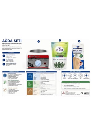 Profesyonel Ağda Seti | ProDerm Ağda Isıtıcı, Azulen Granül Sir Ağda 250g, Spatula 100 Adet | Ev & Salon Kullanımı