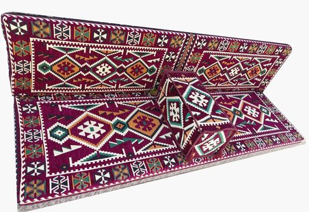Algelsineve 3'lü Büyük Şark Köşesi Seti - Bordo