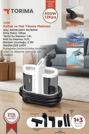 Delux Serisi Halı ve Koltuk Yıkama Cam Temizleme V22B Beyaz Alet