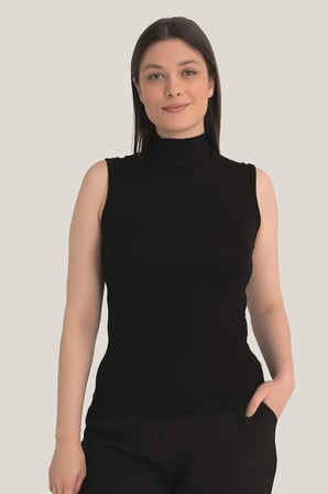 Premium Günlük Giyim Sade Üst Modern Stil Kadın Siyah Balıkçı Yaka Kolsuz Body 3'lü Paket