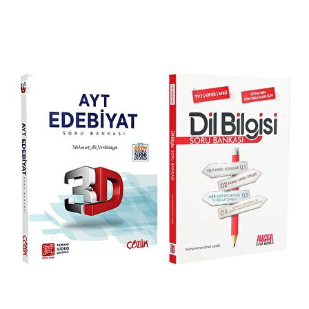 3D AYT Edebiyat ve AKM Dil Bilgisi Soru Bankası Seti 2 Kitap