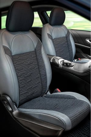 Hyundai Accent Admire Uyumlu Lüx Deri Süet Oto Koltuk Kılıfı Ön Arka Takım Premium GRİ SİYAH