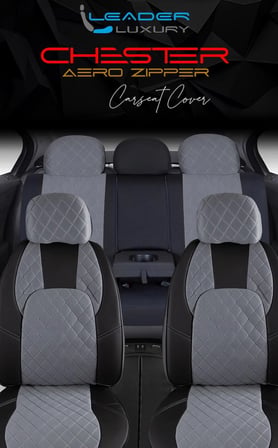 Renault Megane 1 Sedan 96-2002 Uyumlu Lüx Yarı Deri Oto Koltuk Kılıfı Ön Arka Takım Chester FÜME