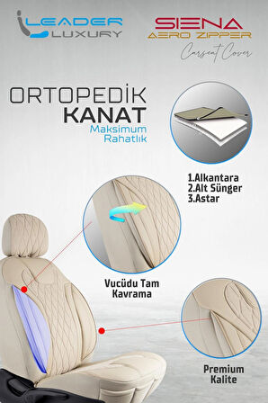Volvo S60 2004-2007 Uyumlu Lüx Yarı Deri Oto Koltuk Kılıfı Ön Arka Takım Yeni Siena BEJ