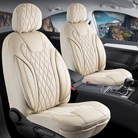 Kia Sorento 2002-2006 Uyumlu Lüx Yarı Deri Oto Koltuk Kılıfı Ön Arka Takım Yeni Siena BEJ