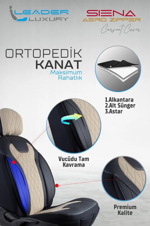 Nissan Navara Uyumlu Lüx Yarı Deri Oto Koltuk Kılıfı Ön Arka Takım Yeni Siena BEJ SİYAH
