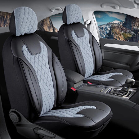 Hyundai Bayon Uyumlu Lüx Yarı Deri Oto Koltuk Kılıfı Ön Arka Takım Yeni Siena FÜME