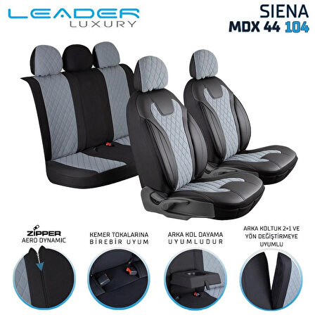 Hyundai Bayon Uyumlu Lüx Yarı Deri Oto Koltuk Kılıfı Ön Arka Takım Yeni Siena FÜME