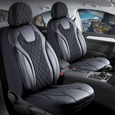 Fiat Linea Lounge Uyumlu Lüx Yarı Deri Oto Koltuk Kılıfı Ön Arka Takım Yeni Siena SİYAH