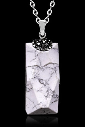 Sertifikalı Zirkon Taşlı Doğal Havlit Taşı Kolye