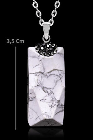 Sertifikalı Zirkon Taşlı Doğal Havlit Taşı Kolye