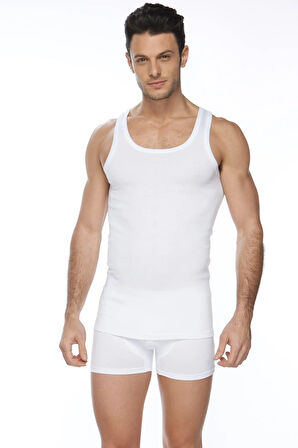 Ribana 10'lu Erkek Beyaz Esnek Pamuklu Atlet