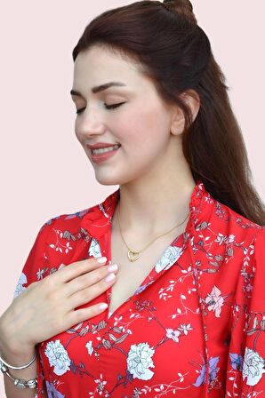 Çelik Düğüm Kalp Kolye Boş Kalp Model Gold Renk