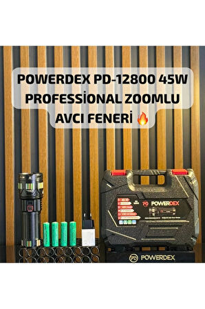 Pd-12800 45 Watt 4500 Lümen Zoomlu Profesyonel Avcı El Feneri