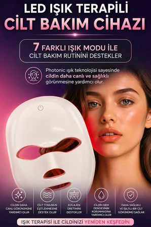 Işıklı Yüz Bakım Maskesi 7 Renk LED Işık Yüz Cilt Bakım Sıkılaştırıcı Terapi Cihazı Şarlı 400mAh