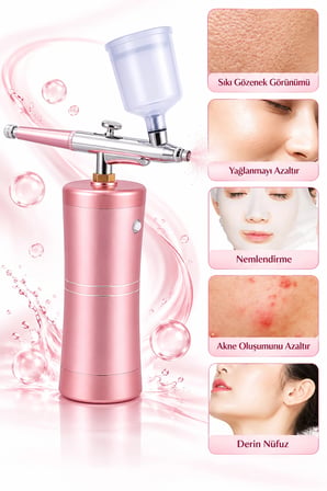 Kablosuz Airbrush Sprey Cihazı Makyaj ve Nail Art Uygulama Seti Oxygen Skin Sprey Nano Cilt Bakım Sprayer 950 mAh
