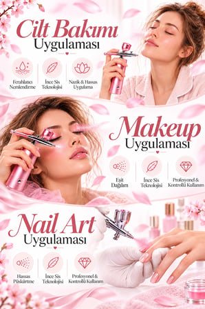 Kablosuz Airbrush Sprey Cihazı Makyaj ve Nail Art Uygulama Seti Oxygen Skin Sprey Nano Cilt Bakım Sprayer 950 mAh