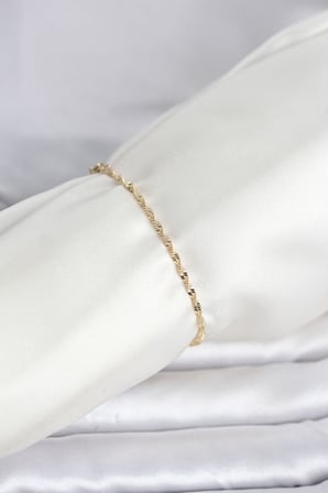 CM 14K Gold Renk Yassı Ezme Burgu Model Kadın Bileklik 5886