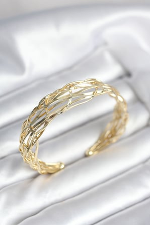 Gold Renk Pirinç Vintage Kadın Bileklik 5886