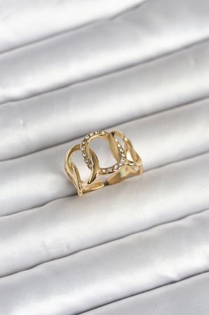 316L Çelik Gold Renk Samanyolu Model Kadın Yüzük 5886